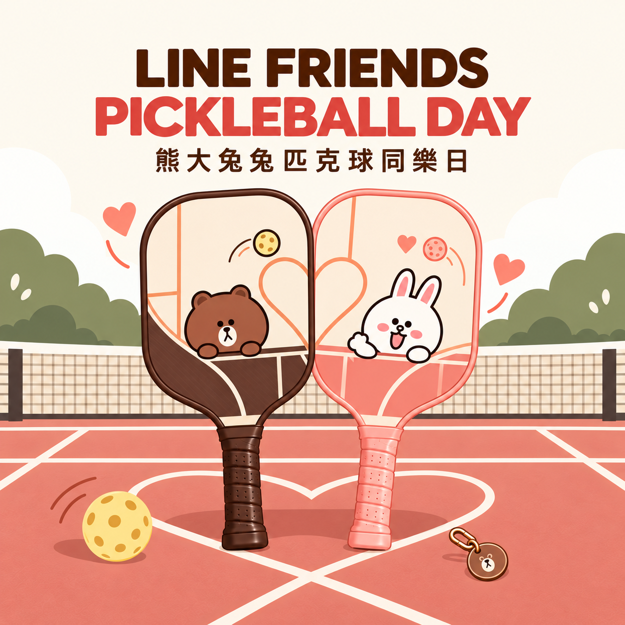 LINE FRIENDS PICKLEBALL LOVE DAY 社群宣傳圖內部概念